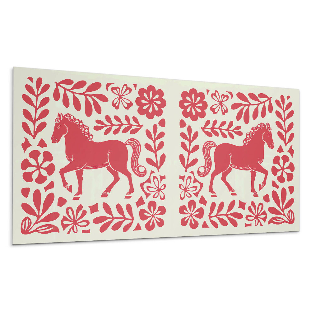 Panou perete Cal stilizat printre plante