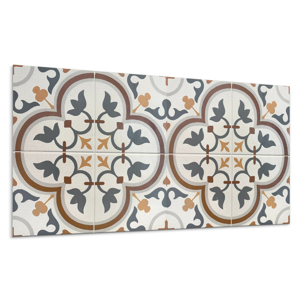 Panou decorativ bucatarie Model floral în carouri