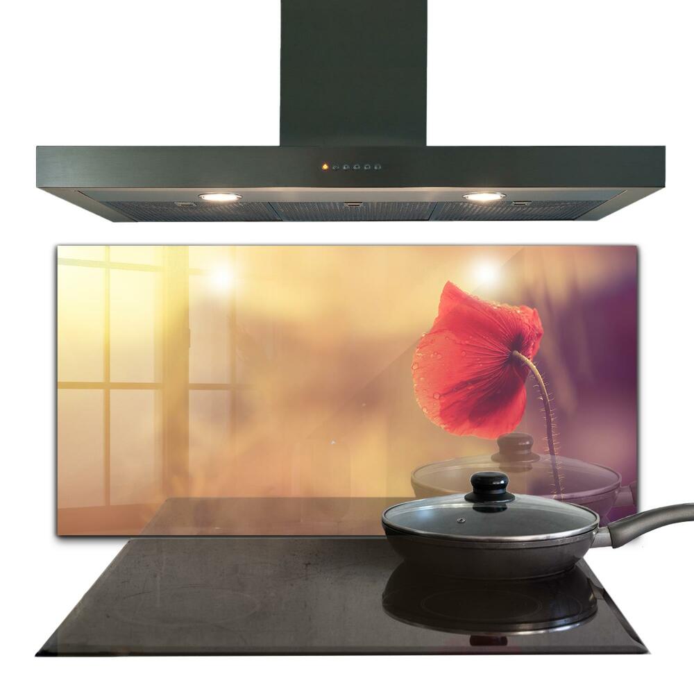 Sticlă bucătărie Plantă de mac vintage