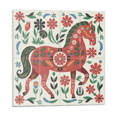 Panou perete Motiv floral cu un cal