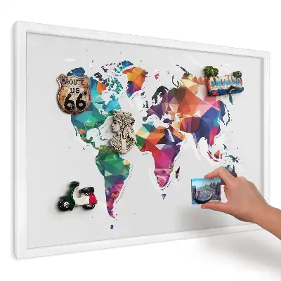 Panou magnetic decorativ cu harta lumii geometrică