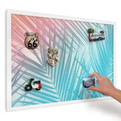 Panou magnetic decorativ cu model frunze de palmier pastelate