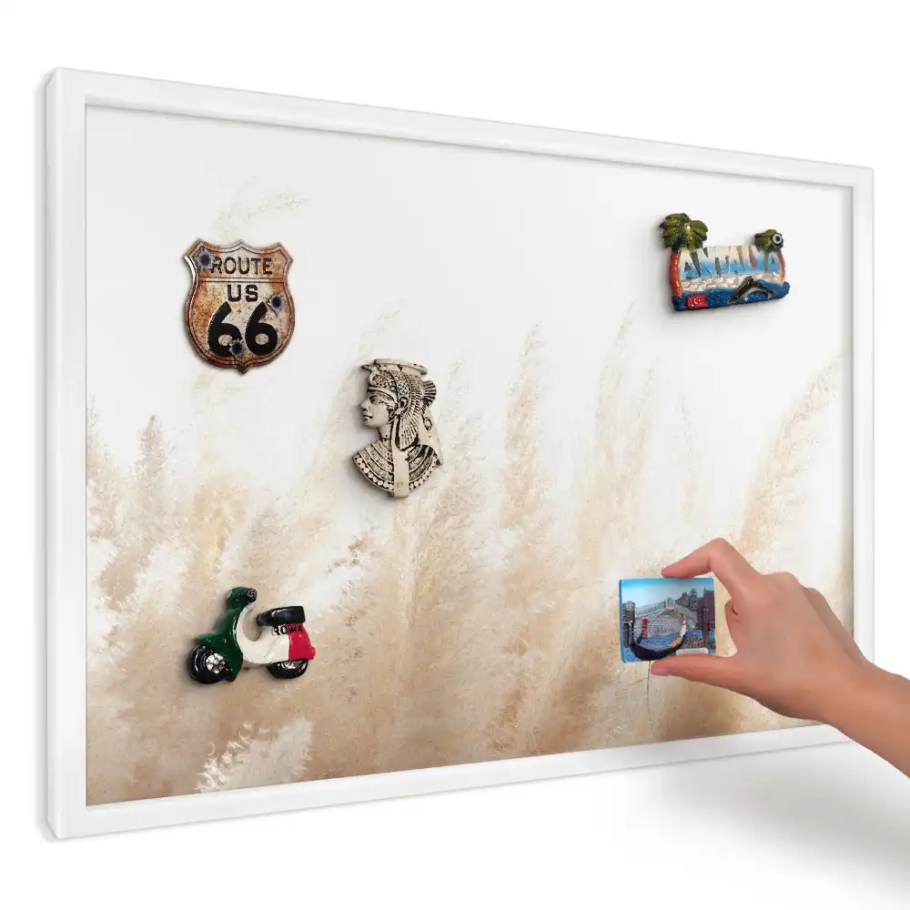 Panou magnetic decorativ cu model iarbă de pampas bej