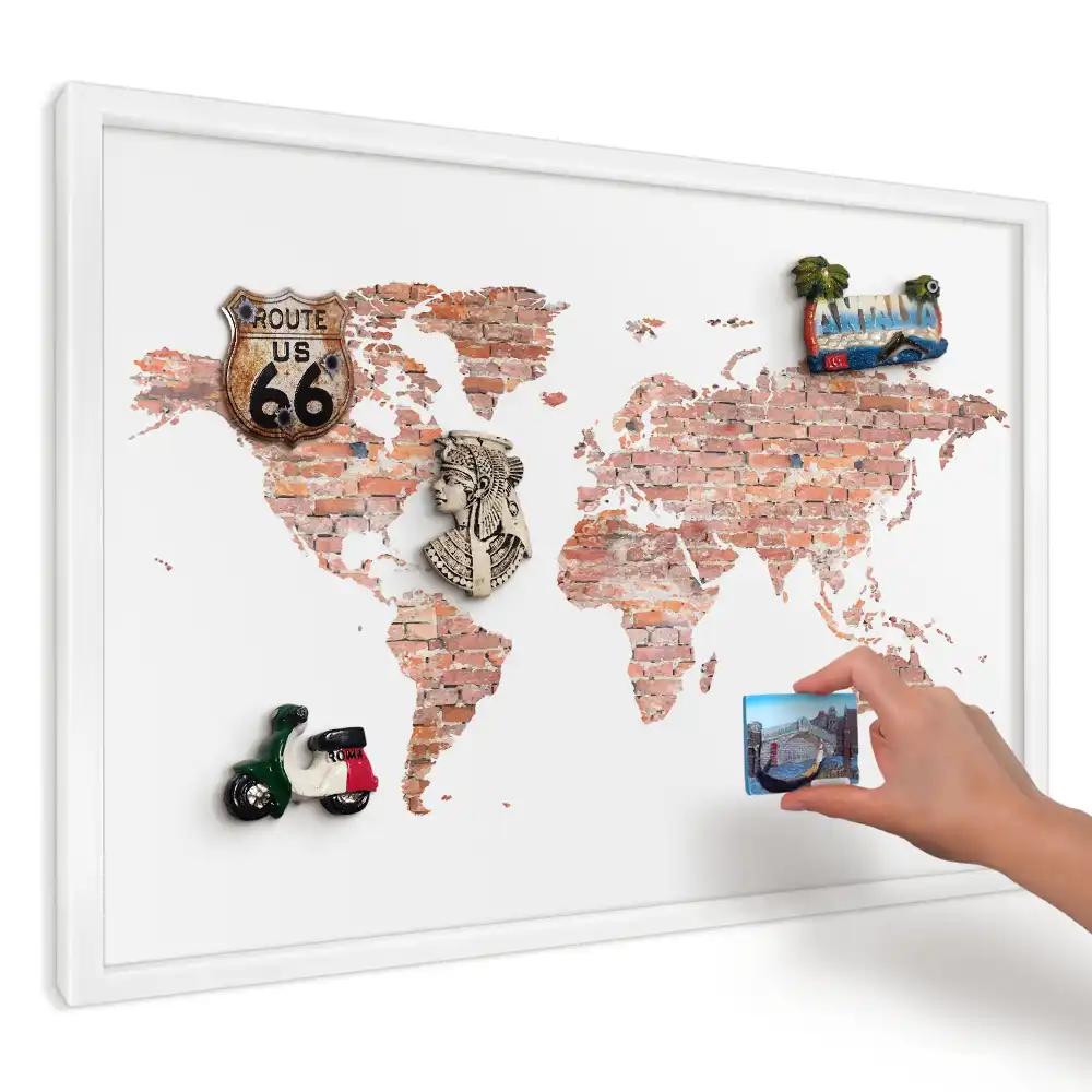 Panou magnetic decorativ Lumea cărămizii pe alb