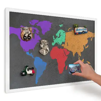 Panou magnetic decorativ de perete Hartă cu design fosforescent