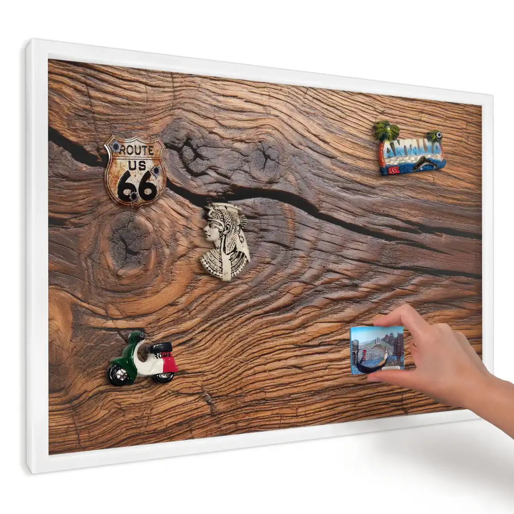 Panou magnetic decorativ cu aspect de lemn și fibre distincte