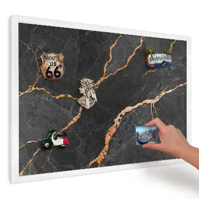 Panou magnetic decorativ de perete cu model de linii negre și portocalii
