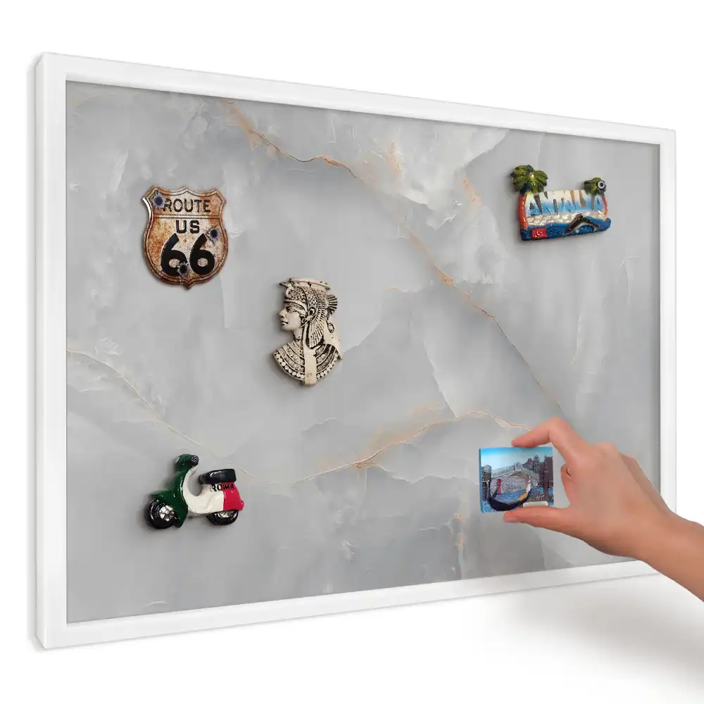 Panou magnetic decorativ de perete Minimalism gri și portocaliu