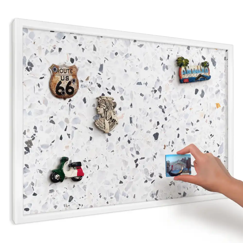 Panou magnetic decorativ cu model de piatră alb-negru