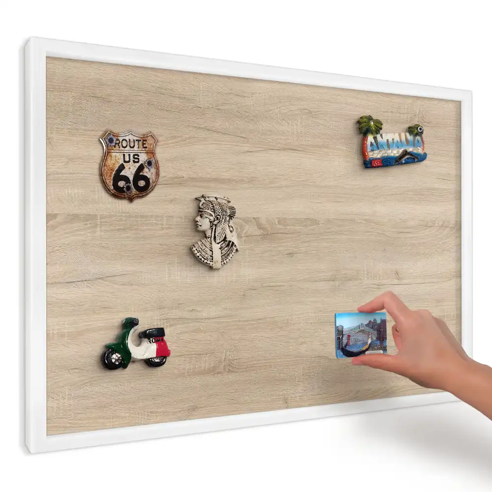 Panou magnetic decorativ de perete cu aspect de lemn bej