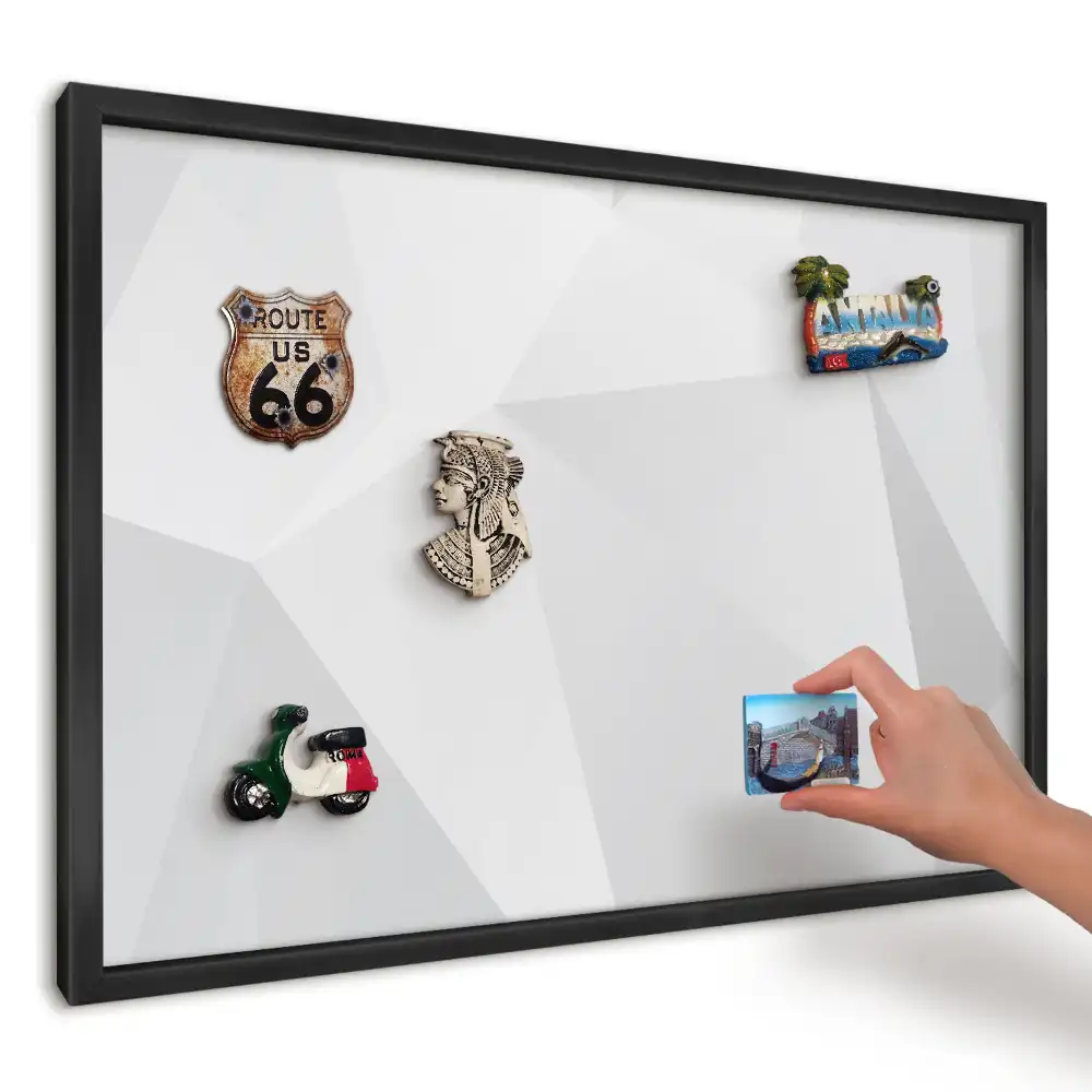 Tablă magnetică pentru magneți din vacanță cu model geometric alb și gri