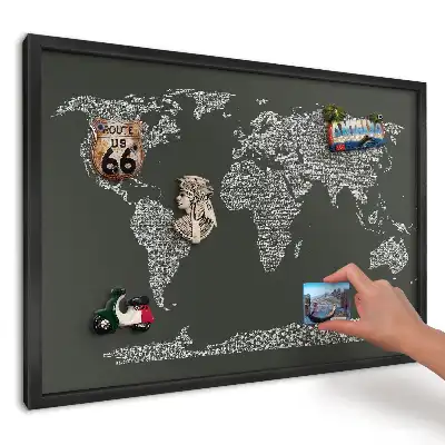 Panou magnetic pentru magneți de frigider cu hartă tipografică a lumii