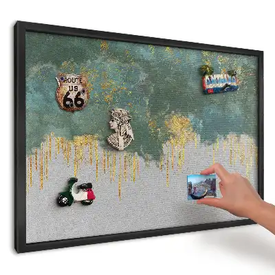Panou magnetic pentru fotografii și suveniruri cu model abstract turcoaz și galben