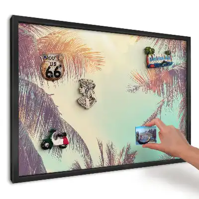 Panou magnetic pentru magneți de frigider cu peisaj de palmieri tropicali la soare