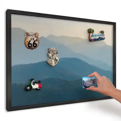 Panou magnetic pentru magneți de frigider cu peisaj montan și ceață