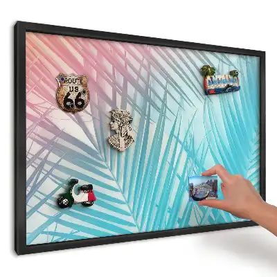 Tablă magnetică pentru magneți decorativi cu model de frunze de palmier pastelate