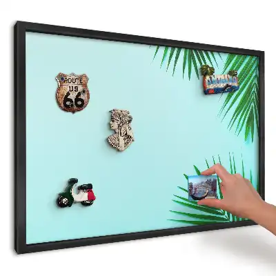 Tablă magnetică cu fundal pastelat cu palmieri pentru magneți de vacanță