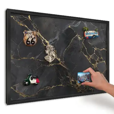 Panou magnetic pentru fotografii și suveniruri cu fundal închis și modele galbene