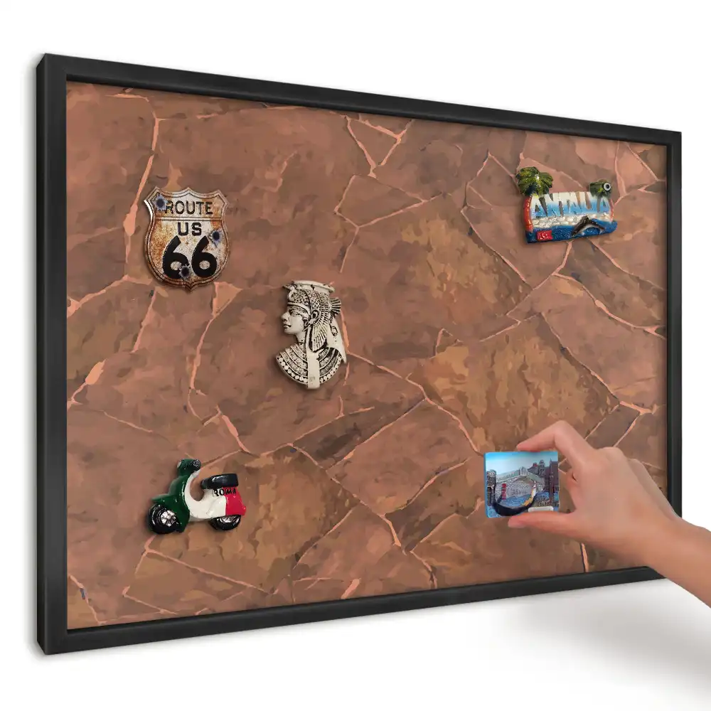 Panou pentru magneți de frigider cu aspect de plăci de piatră brună