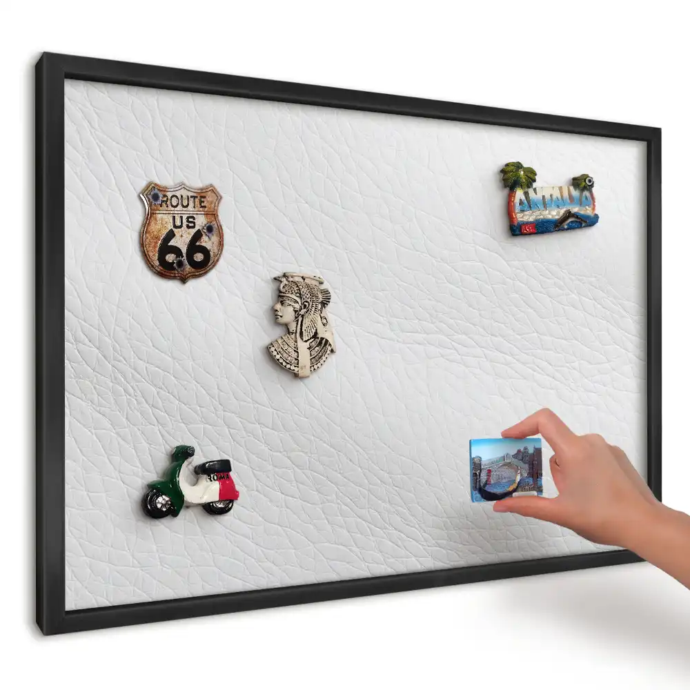 Panou magnetic pentru fotografii și suveniruri cu textură albă elegantă