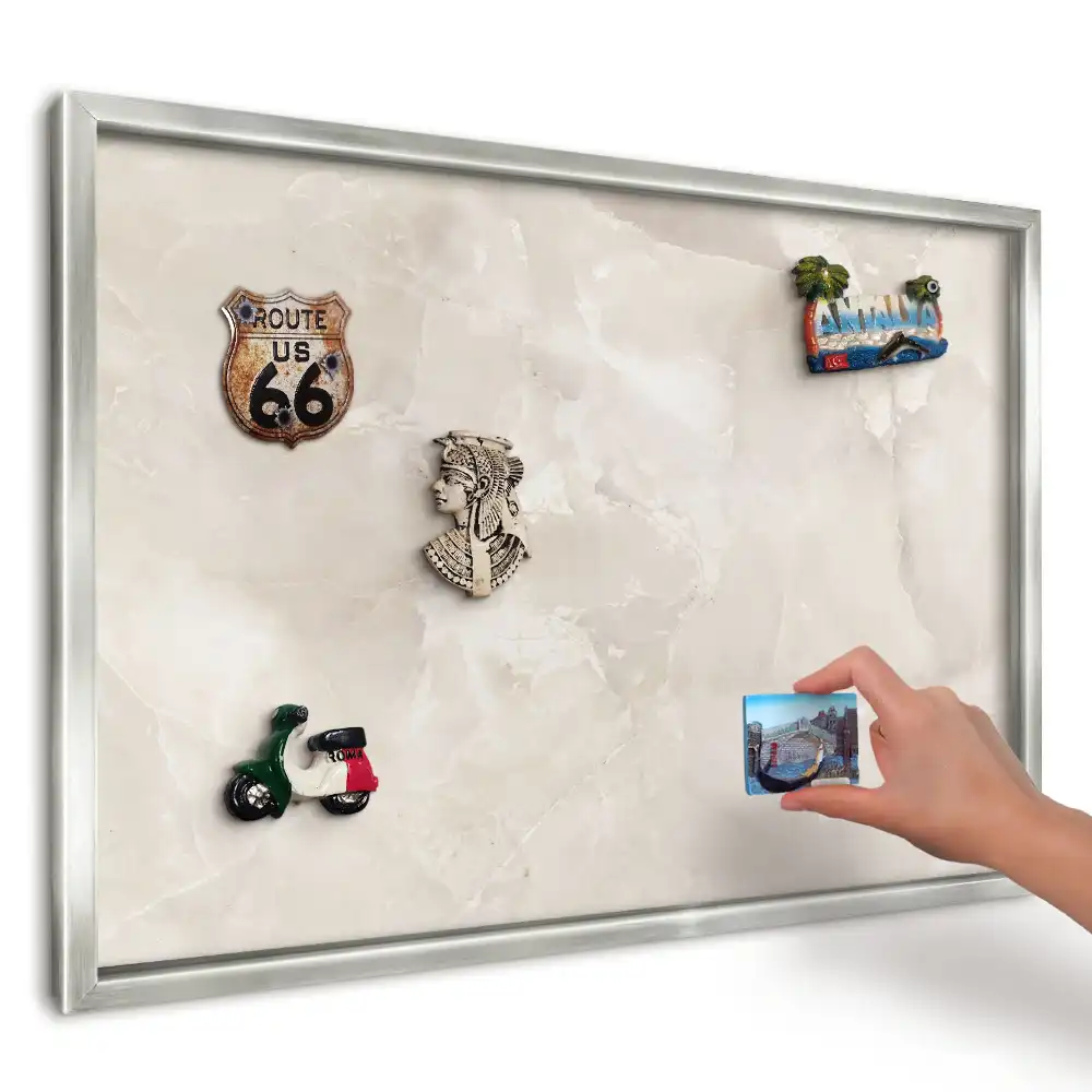 Panou magnetic cu ramă design marmură bej