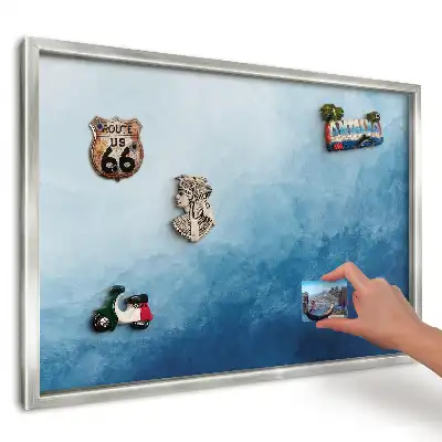 Panou magnetic înrămat cu model abstract cu valuri albastre