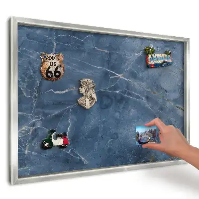 Panou magnetic înrămat cu model de marmură cu nervuri bleumarin