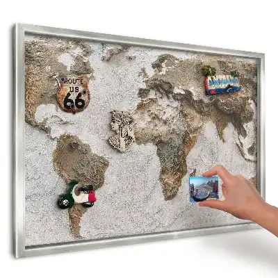 Panou magnetic cu ramă Harta reliefului Pământului