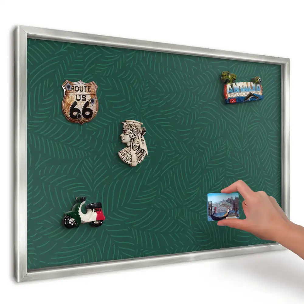 Panou magnetic înrămat cu model de frunze verzi moderne