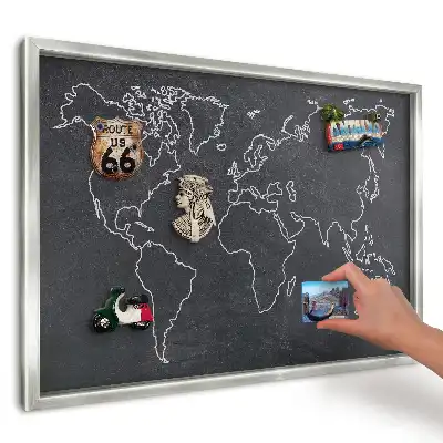 Panou magnetic cu ramă pentru magneți Hartă a lumii cu efect fosforescent