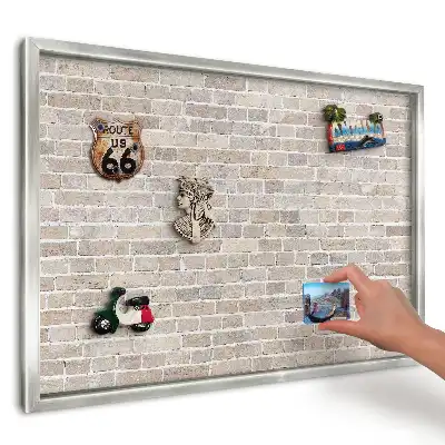 Panou magnetic înrămat cu design zid de cărămidă bej