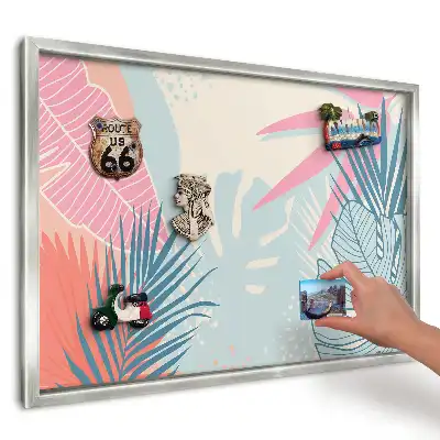 Panou magnetic înrămat cu model de frunze pastelate dinamice