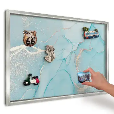 Panou magnetic cu ramă model Abstracție turcoaz și bej