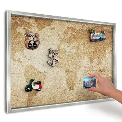 Panou magnetic înrămat Hartă elegantă bej