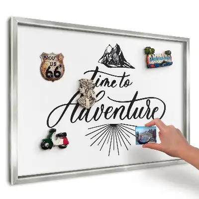Panou magnetic înrămat Sloganul aventurii alb-negru