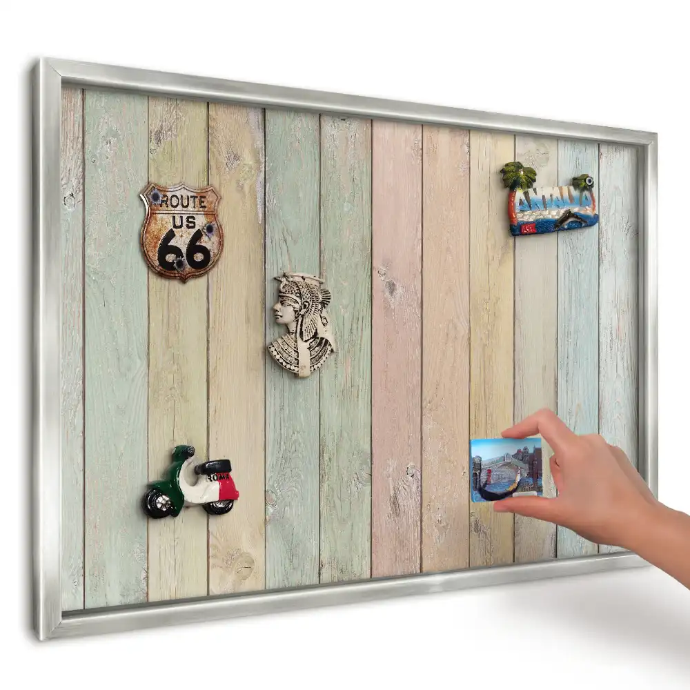Panou magnetic înrămat cu plăci pastelate colorate