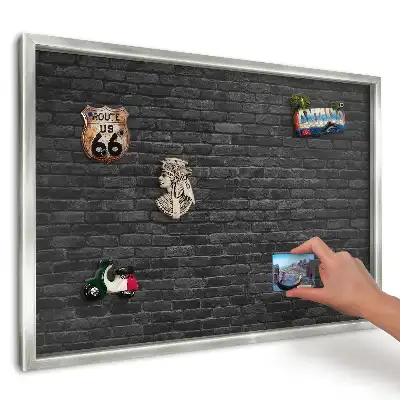 Panou magnetic înrămat cu model de cărămidă brută neagră