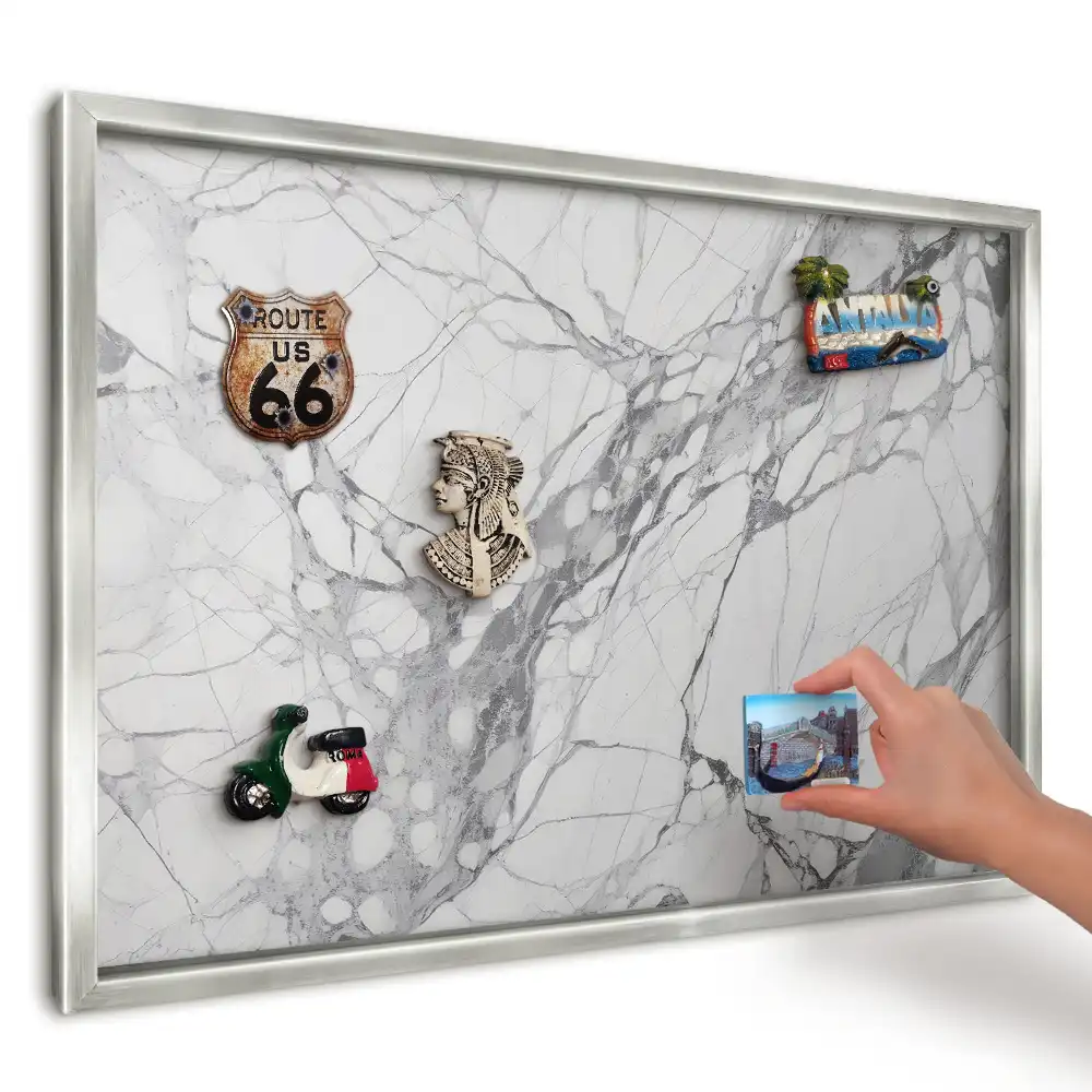 Panou magnetic înrămat Marmură elegantă gri și albă