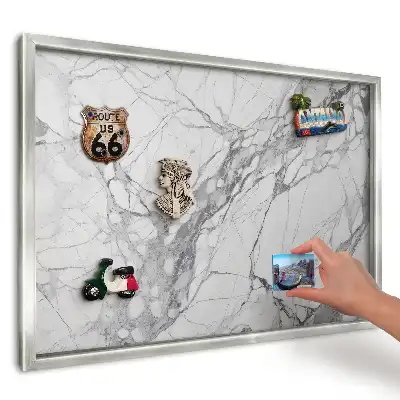 Panou magnetic înrămat Marmură elegantă gri și albă