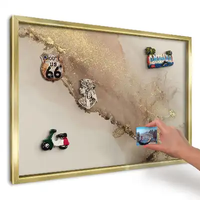 Tablă magnetică de perete cu imprimeu bej și maro cu efect strălucitor