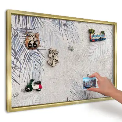 Panou metalic pentru magneți cu model frunze de palmier pe fundal bej
