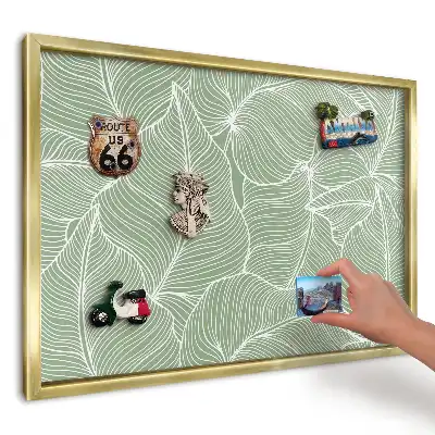Panou din tablă pentru colecția de magneți cu motiv de frunză verde