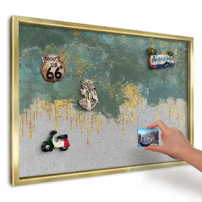 Panou din tablă pentru colecția de magneți cu model abstract turcoaz și galben