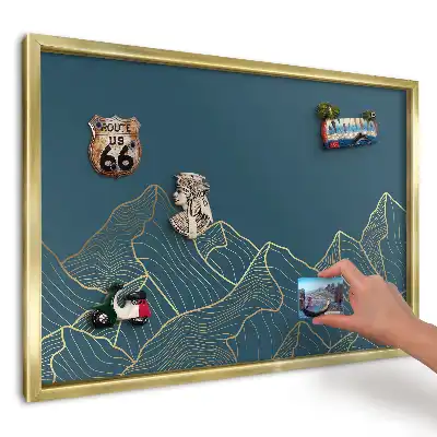 Tablă magnetică de perete cu imprimeu Munți pe fundal întunecat