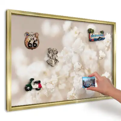 Tablă magnetică de perete cu imprimeu Flori delicate pe bej