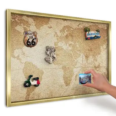 Panou magnetic din tablă cu hartă elegantă bej