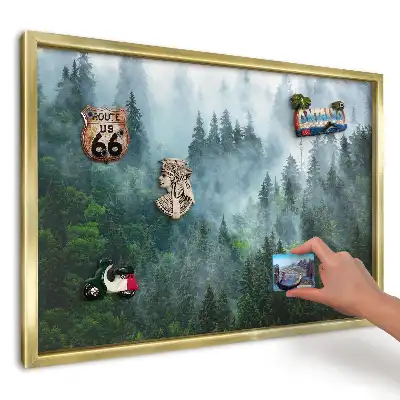 Panou din tablă pentru colecția de magneți Pădure cețoasă la soare