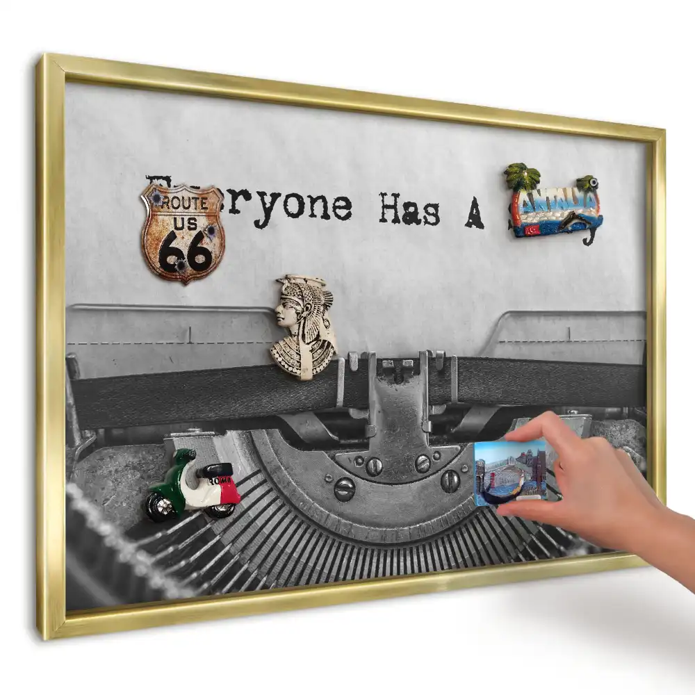 Tablă magnetică de perete cu imprimeu mașină de scris retro