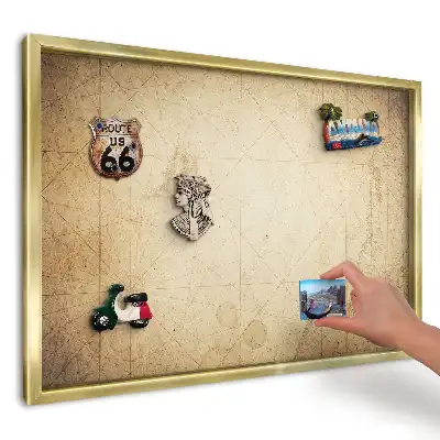 Panou metalic pentru magneți cu harta lumii vintage