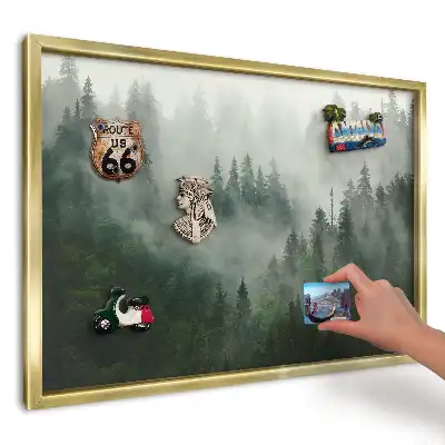Panou din tablă pentru magneți cu model Pădure verde și cețoasă